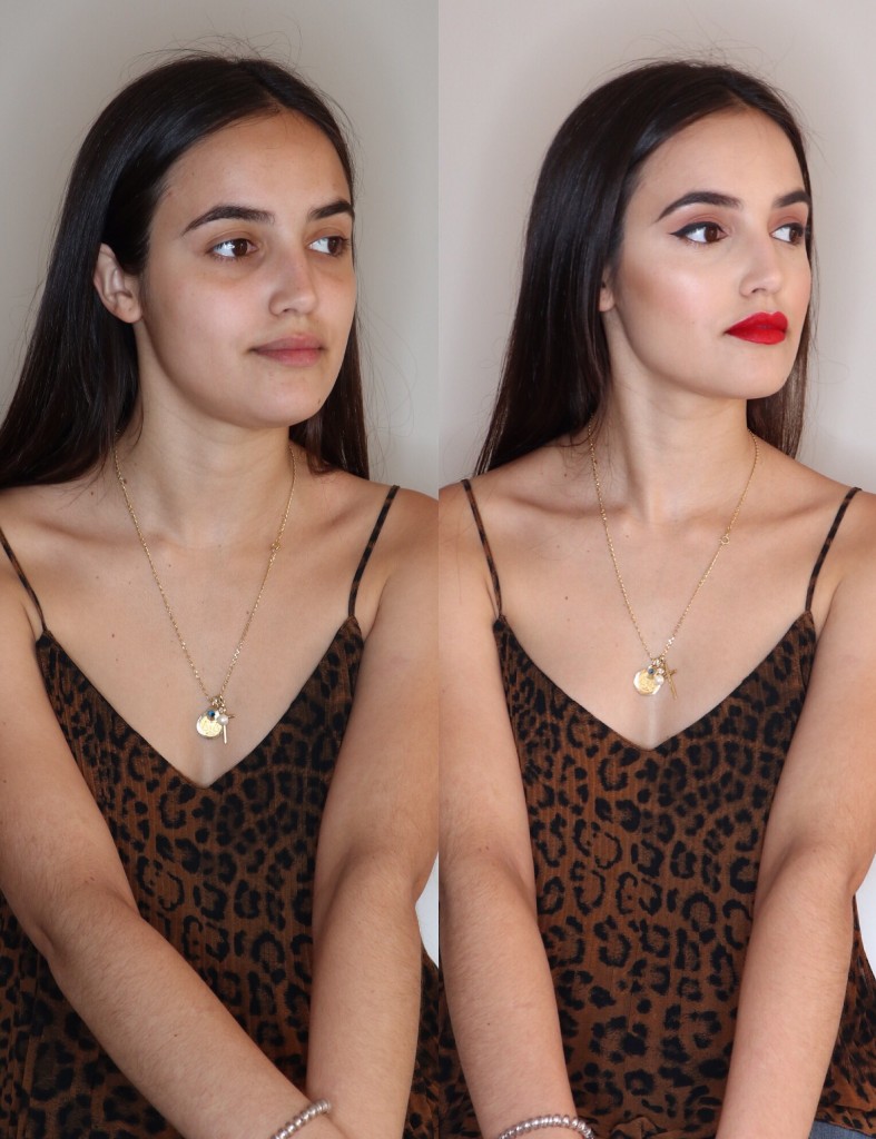 Maquillaje de novia natural con labios rojos